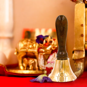 Shubhkart Nitya Brass Wooden Puja Bell