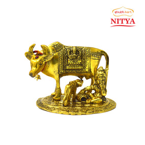 Shubhkart Nitya Kamdhenu Cow And Calf With Gopal Krishna Showpiece